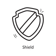 Shield Vector Outline Icon Design illustration. Medieval Symbol on White background EPS 10 File