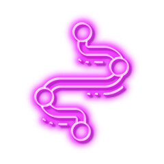 Timeline line icon. Project process, journey path sign. Neon light effect outline icon.
