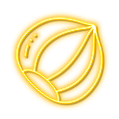 Hazelnut line icon. Tasty nut sign. Vegan food. Neon light effect outline icon.