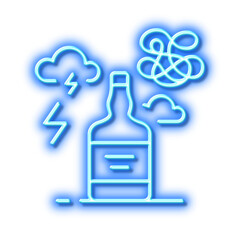Alcohol addiction line icon. Difficult stress sign. Neon light effect outline icon.