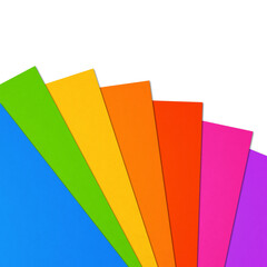 Colorful rainbow Blank A4 paper sheet range on white background