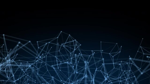 Abstract digital connection. Moving dots with lines. Data technology. Network, interlacing. Video 4k.