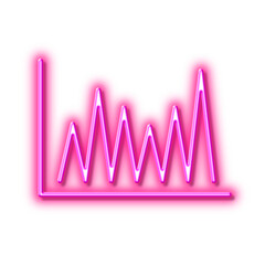Line chart icon. Financial graph sign. Neon light effect outline icon.