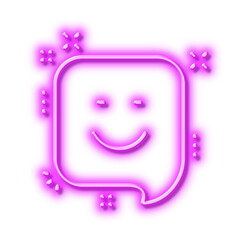 Smile line icon. Positive feedback rating sign. Neon light effect outline icon.