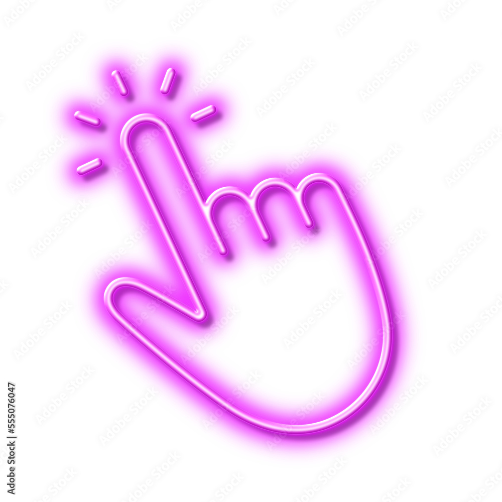Poster hand cursor line icon. click action sign. neon light effect outline icon.