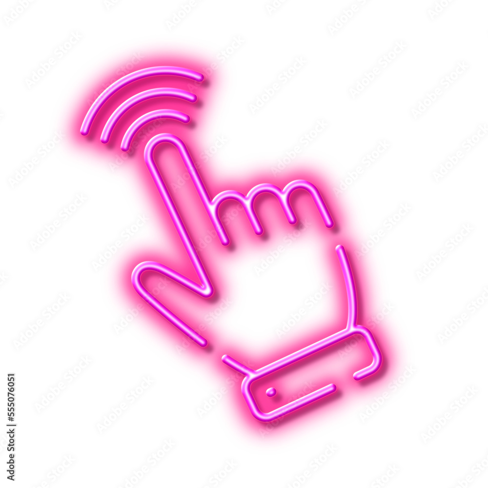 Poster hand cursor line icon. click action sign. neon light effect outline icon.