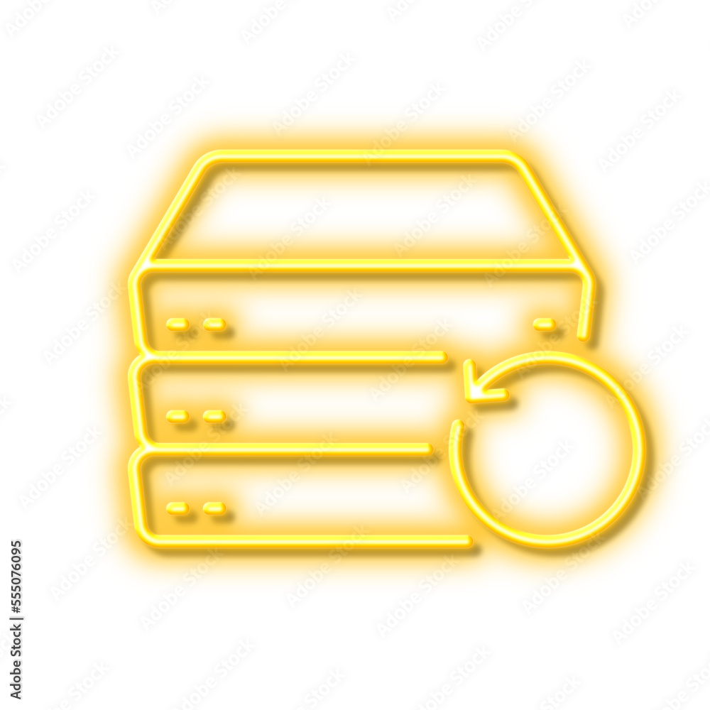 Poster recovery server line icon. backup data sign. restore information. neon light effect outline icon.