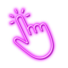 Hand cursor line icon. Click action sign. Neon light effect outline icon.