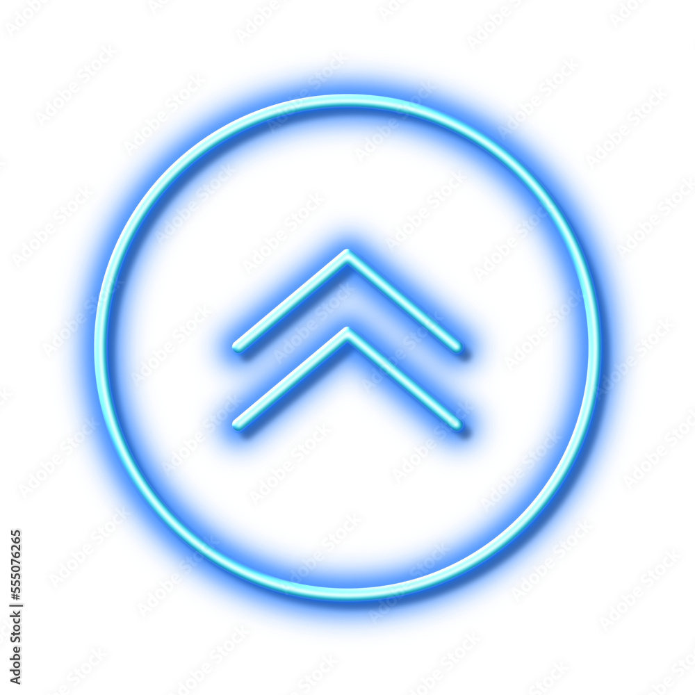 Poster swipe up button line icon. scrolling arrow sign. landing page scroll. neon light effect outline icon