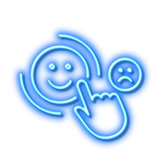 Customer satisfaction line icon. Positive feedback sign. Neon light effect outline icon.