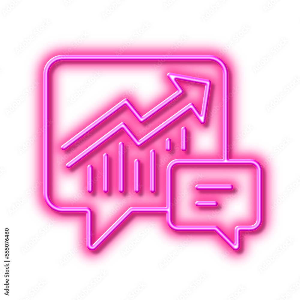 Aufkleber chart line icon. report graph in speech bubble. neon light effect outline icon.