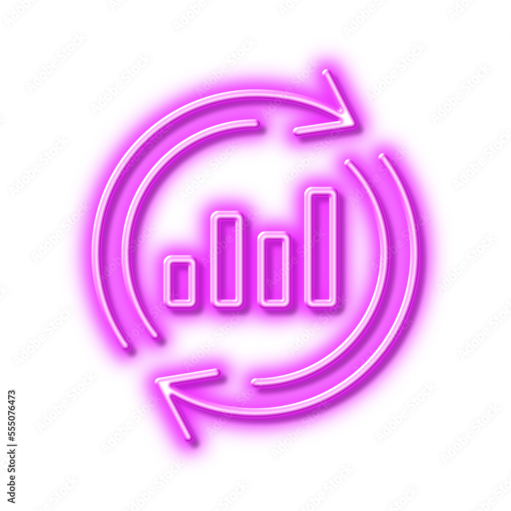 Poster chart line icon. update report graph sign. neon light effect outline icon.