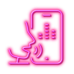 Voicemail line icon. Record phone voice sign. Neon light effect outline icon.