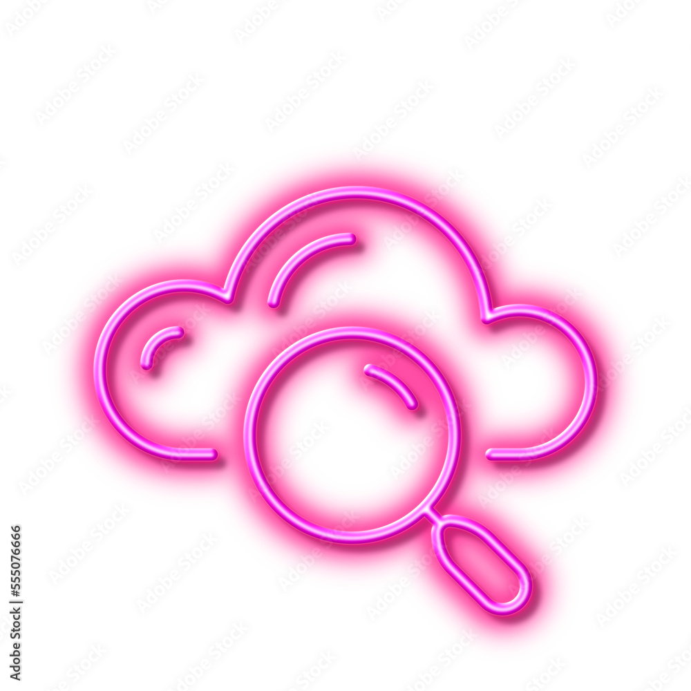Poster cloud computing search line icon. internet data storage sign. neon light effect outline icon.