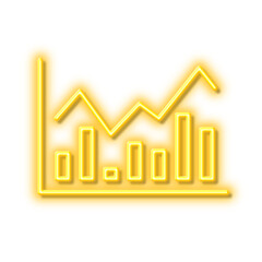 Financial chart line icon. Finance graph. Neon light effect outline icon.