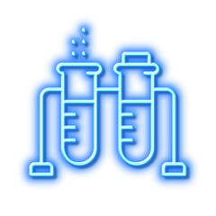 Chemistry beaker line icon. Laboratory flask sign. Analysis. Neon light effect outline icon.