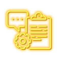 Clipboard document line icon. Agreement file sign. Neon light effect outline icon.