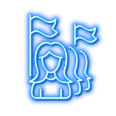 Feminism line icon. Women protest sign. Neon light effect outline icon.