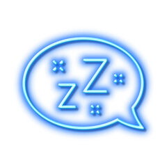 Sleep line icon. Zzz speech bubble sign. Chat message. Neon light effect outline icon.