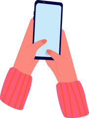 Hands hold smartphone flat icon Food blog