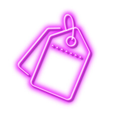 Sale tags line icon. Shopping labels. Discount coupon. Neon light effect outline icon.