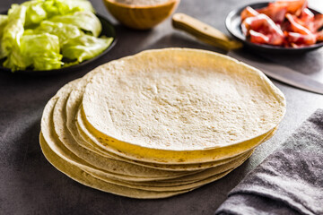 Mexican Corn Tortillas on kitchen table.