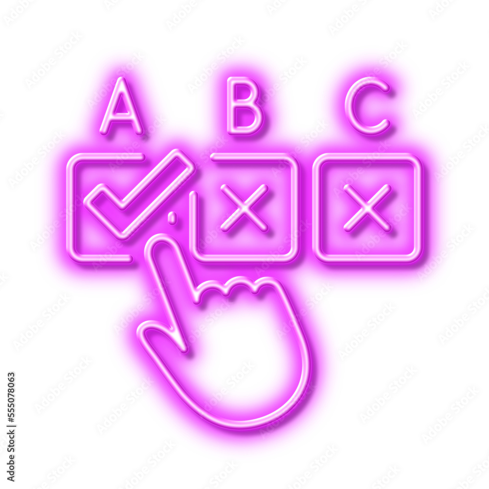 Poster correct checkbox line icon. select answer sign. neon light effect outline icon.