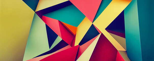 abstract geometric origami background panorama, generative ai illustration 01