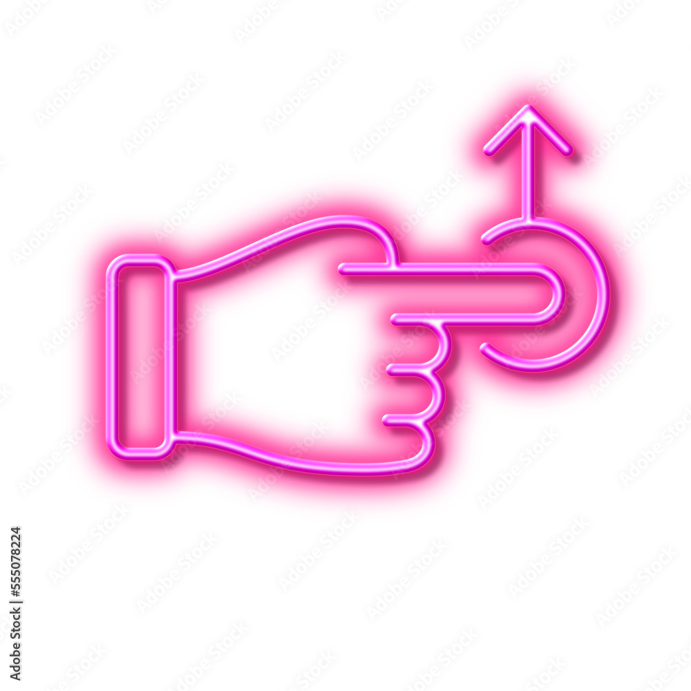 Poster drag drop gesture line icon. slide arrow sign. swipe action. neon light effect outline icon.