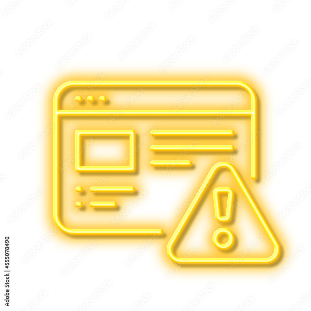 Poster internet warning line icon. attention triangle sign. neon light effect outline icon.