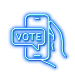 Online voting line icon. Internet vote sign. Neon light effect outline icon.