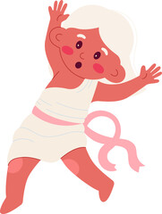 Shocked baby angel flat icon Cute cupid