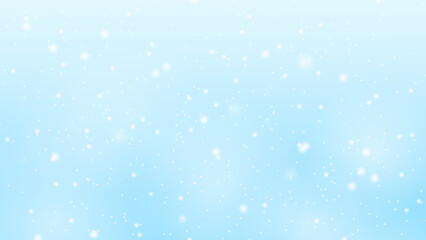 Winter blue sky with falling snow, snowflake. Holiday Winter background for  Happy New Year. Falling snowflakes on light blue background.  Vector illustration