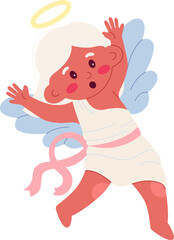Shocked cute cupid flat icon God of love