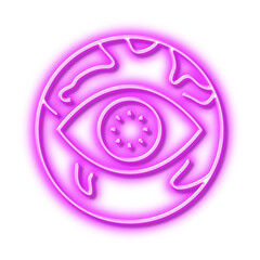 Cyber attack line icon. Web protection sign. Neon light effect outline icon.