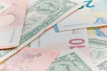 Close up of money banknotes