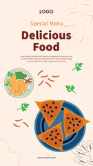 Asian food social media story vector template 