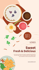 Asian food social media story vector template 