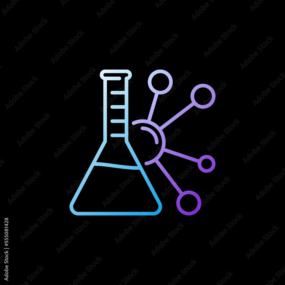 Poster chemical formula with lab flask vector concept outline colorful icon