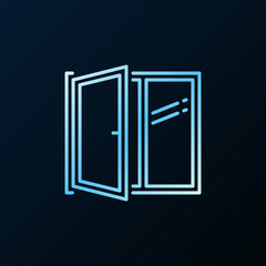 Open Window outline vector concept blue colorul icon