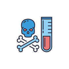 Test Tube with Skull and Bones vector Dangerous Chemicals colored icon