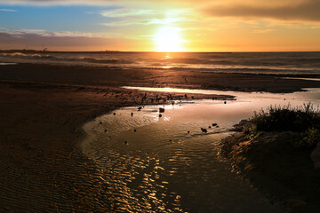 Beautiful beach in Santa Pola at sunrise