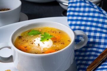 Delicious Old Polish caraway soup with cream
