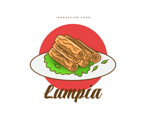 Lumpia, Traditional Food From Indonesia. Illustration of Indonesian Snack