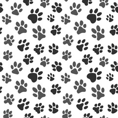 Animal Tracks vector creative pattern. Paw Footprints seamless background