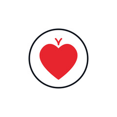 Hearts Playing Card Suit in Circle vector concept solid red icon or sign