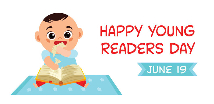 Happy young readers day. June 19. Vector illustration