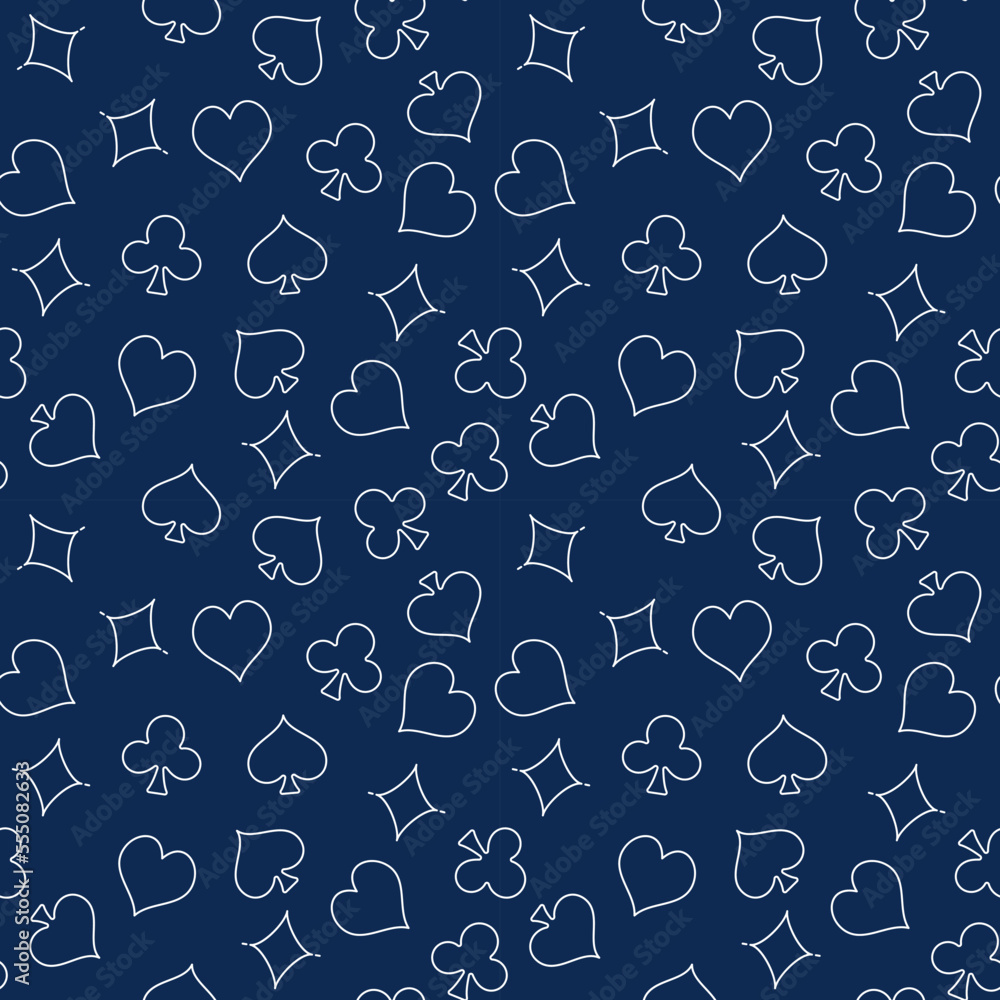 Poster poker seamless pattern in thin line style. vector minimal background