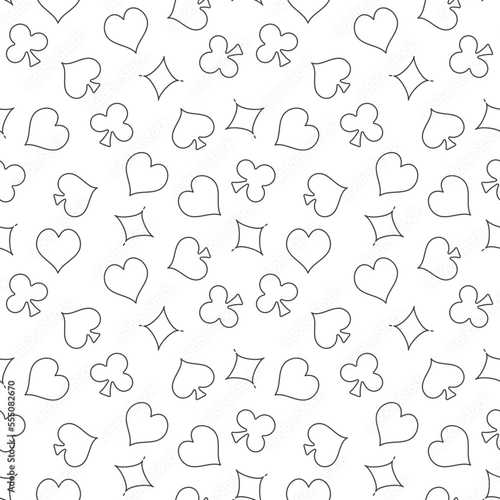 Aufkleber seamless pattern with playing card suits - poker vector linear background