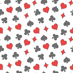 Seamless Poker vector Background with Card Suits - creative pattern